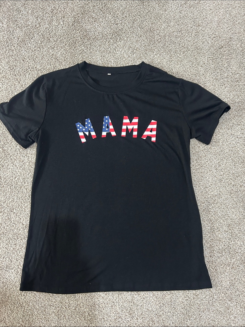 Black 'MAMA' Tee with American Flag Letters